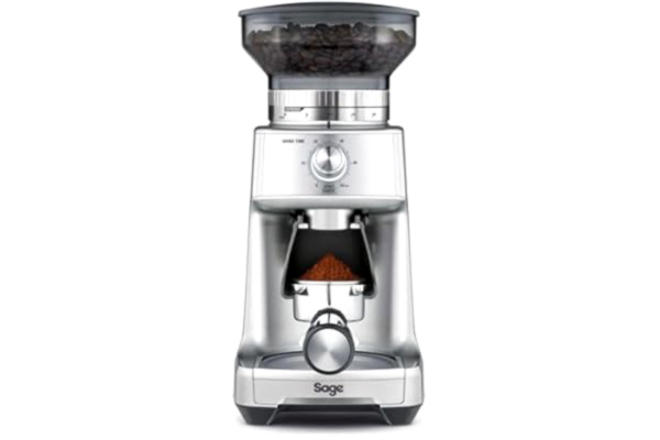 Sage Appliances Sage - The Dose Control Pro - Kaffekvarn med 60 malningsinställningar och timer - Mal direkt i portafilter, behållare, filterkorg eller pappersfilter - 130 watt, inkl. doseringsverktyg - Silver