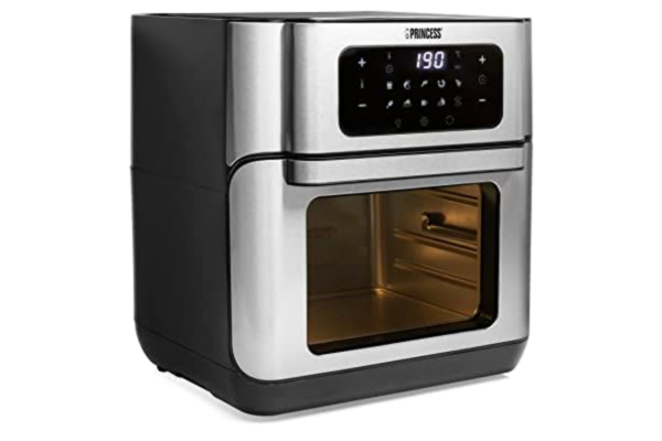Princess  Varmluftsfritös Ugn 182065, 1500 watt, 11 liter, 10 inställningar, Tillbehör, Rostfritt stål