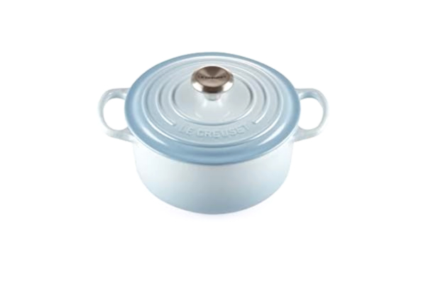 Le Creuset  Signature Enamelled Cast Iron Round Casserole Dish With Lid, 24 cm, 4.2 Litres, Coastal Blue, 211772442