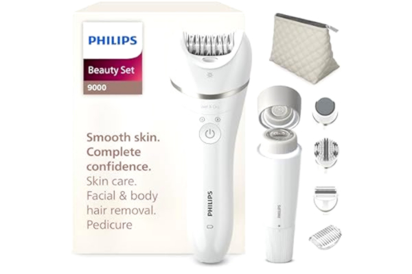 Philips  Beauty Set Series 9000 BRE770/92 Til hele kroppen, Hvid, 32 pincetter, Keramisk, Mave, Armhule, Back thigh, Bikini, Balder, Bryst, Dekolletage, Front thigh, Hoved, Indvendige..., Armhule, Epilering, Eksfoliering, Præcision, Barbering, Rulle til u