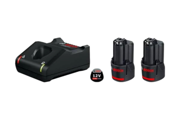 Bosch  1600A019RD Batteristartsats, 12 Volt/ 2 Stycken, 3,0 Ah Batterier och Laddare, Svart