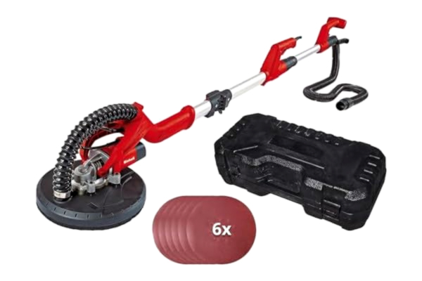 Einhell  Polermaskin för gips TC-DW 225 (600 W, max 1500 min.-1 tomgång, 225 mm slipdiameter, teleskophandtag, slipkudde med kardborreband, inkl. 6 slipskivor)