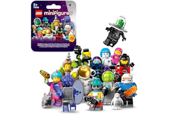 LEGO  Minifigures Series 26 – Rymden, Minifigurer att samla på, som en astronaut på rymdpromenad och en robotbutler, Byggset för självständig lek, Presentidé till pojkar och flickor från 5 år 71046
