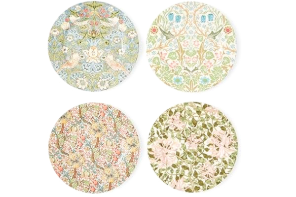 Spode William Morris & Co uppsättning av 4 tårtplattor/sidotallrikar set med 4