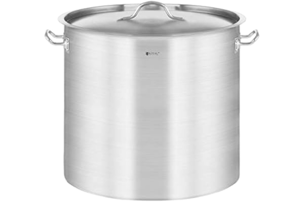 Royal Catering  RCST-21E3 garnek ze stali nierdzewnej z pokrywką, garnek do gotowania na indukcji (20 litrów, grubość dna 3,8 mm, stal nierdzewna)