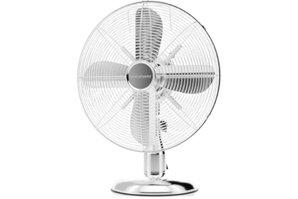 ProfiCare  Bordsfläkt PC-VL 3062 M elektrisk fläkt i högkvalitativt metallhölje, liten fläkt med justerbar lutningsvinkel och tyst drift, 30 watt, metallkrom