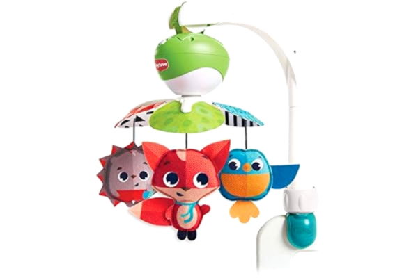 Tiny Love  Take Along Mobile, 3 i 1 Spjälsäng Musikmobil Spädbarn, 0+ Månader, Barnvagnsmobil, Mångsidig med 3 Fästanordningar, 5 Melodier, 30 Minuters Kontinuerlig Musik, Meadow Days