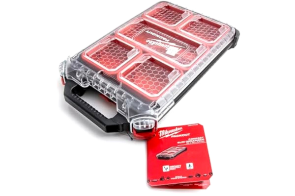 Milwaukee  4932471065 932471065 PACKOUT Kompakt Slim Organiserare, Svart, Röd