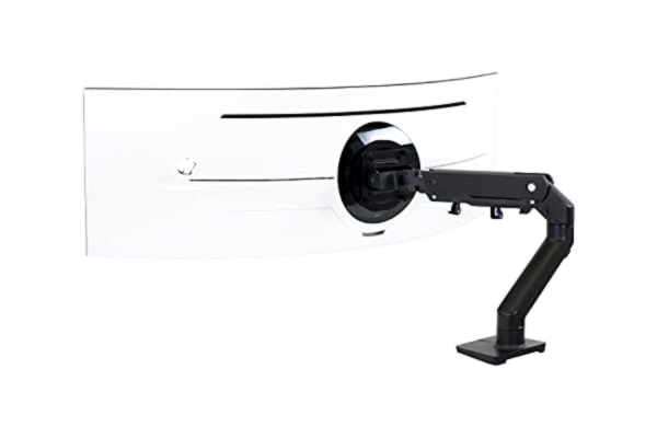 Ergotron  – HX HD robust bildskärmsarm för gaming-skärmar, skrivbordsfäste – för 1000R böjda ultrabreda skärmar på upp till 49tum, 12,7 till 19,1kg, VESA standard – HD-svängtapp, Mattsvart (45-647-224)