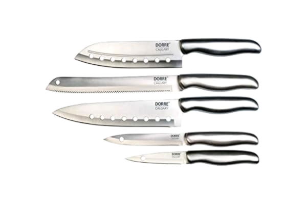 Dorre  Calgary Knivset - Kockkniv, Japansk kockkniv, brödkniv, allkniv & skalkniv