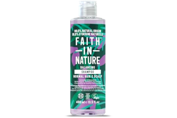 Faith in Nature Faith In Nature naturlig lavendel pelargonia schampo, lugnande, vegansk och fri från djurförsök, utan SLS eller parabener, för alla hårtyper, 400 ml