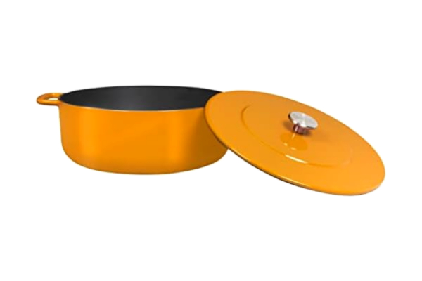 Combekk  Gryte i støpejern emaljert 28 cm. oransje