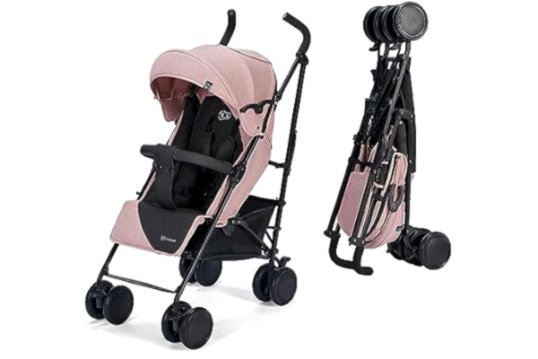 KinderKraft Kinderkraft Lätt barnvagn SIESTA, Paraplyvagn, Sittvagn, Kompakt hopfällning, Lätt att transportera, Praktisk korg, till 22 kg, Rosa