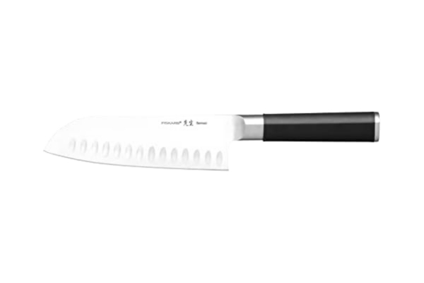 Fiskars  Santokukniv med räfflor, Längd: 29,5 cm, Rostfritt stål med hög kolhalt/plast, 1024271