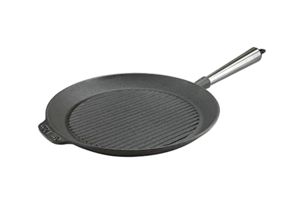 Carl Victor  Gietijzer Grillpan 28 cm Roestvrij Staal Handvat - Inductie - Zwart - Rond