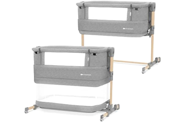 KinderKraft Kinderkraft NESTE GROW Babysäng 3-i-1, resesäng, höjdjustering, justeras Lutningsvinkeln för madrassen, med tillbehör, madras, bomullslakan, från födseln upp till 2 år, ljusgrå
