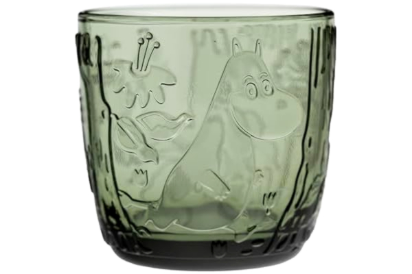 Arabia  Mumin Glas Tumbler Set om Två 0,28 L Tallgrön