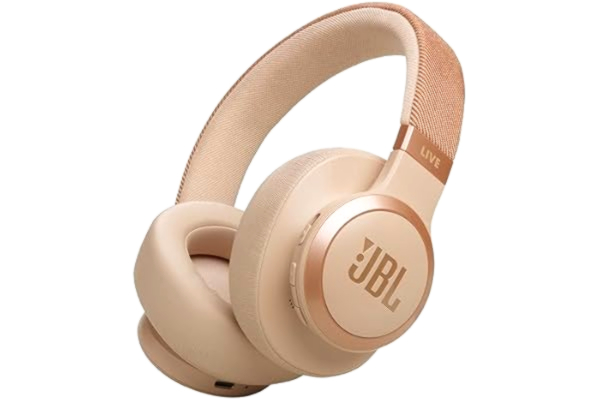 JBL  Live 770 NC - On-ear Bluetooth-hörlurar med adaptiv aktiv brusreducering och avtagbar ljudkabel, JBL:s signaturljud, sandsten