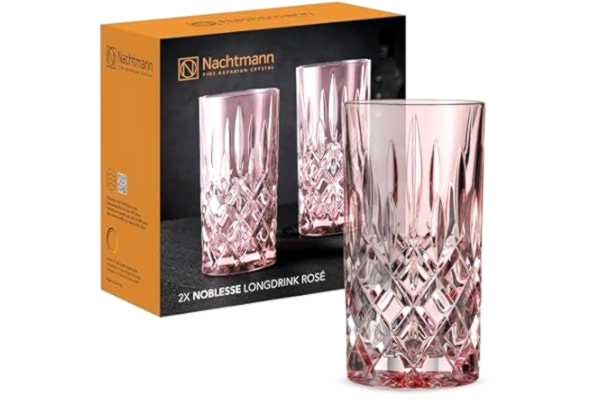 Nachtmann  2-delat set longdrinkglas glas i set, rosa cocktailglas, kristallglas, 395 ml, rosé, noblesse, 105711