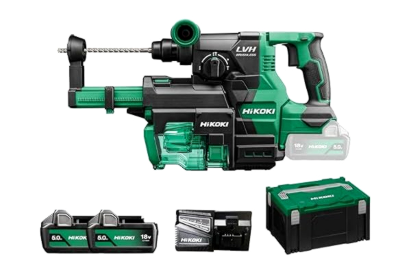 HiKOKI HIKOKI Akku Bohr- und Meißelhammer DH1826DA, Aufnahme: SDS-plus (18V, 5,0 Ah, Leerlaufdrehzahl 0-4300 min-1,Schlagenergie (Gemäß EPTA 5.0): 3,2 J, Brushless Motor, plus Zubehör alles im HSC Koffer