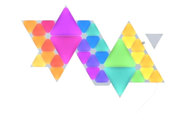 Nanoleaf  Shapes Mini Triangel Starter Kit Bundle, 32 smarta triangelformade LED-paneler RGBW (28 mini 4 triangel) – modulär WLAN 16 miljoner färger vägglampa inomhus, musik och skärm synk, dekoration