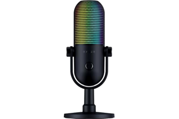 Razer  Seiren V3 Chroma - RGB USB-mikrofon med ljudavstängningsfunktion (Strömnings- och spelreaktiv belysning, Multifunktionell ljudavstängningssensor, Superkardioidkondensatormikrofon) Svart