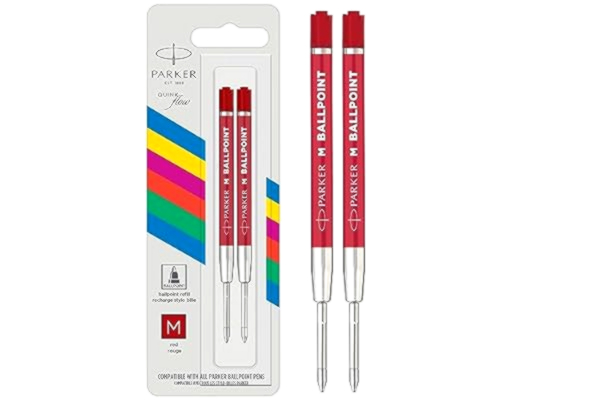 Parker  Set med 2 kulspetspennor, medium spets, QUINKflow rött bläck