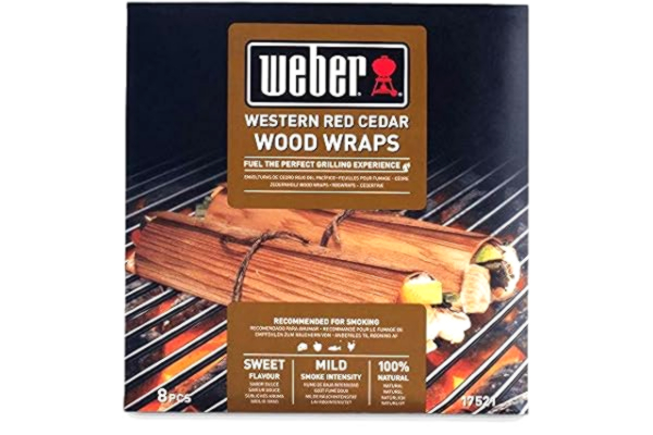 Weber  Cederträ Wood Wraps (8 St) - tunna, fina rökwraps av cederträ, för att linda in grillat kött, subtila rökdofter, 100% naturligt trä (17521)