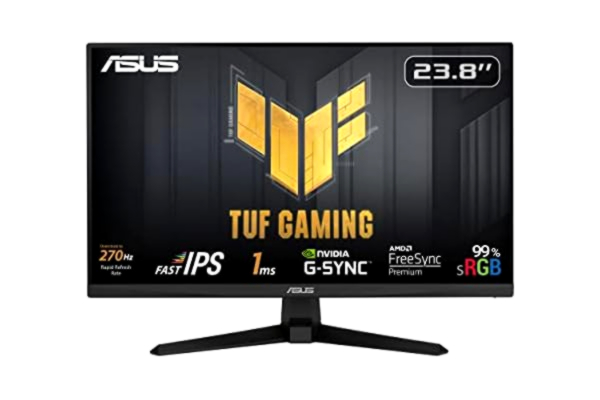 Asus ASUS TUF Gaming VG249QM1A Gaming Monitor – 24 tum FHD (1920 x 1080), Snabb IPS, överklockning 270 Hz (över 144 Hz, 240 Hz), Extreme Low Motion Blur, 1 ms (GTG), 99% sRGB, FreeSync Premium