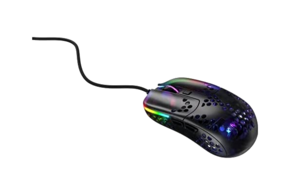 Xtrfy  MZ1 Zy’s Rail – Ultra Lightweight Gaming Mouse Designed by Rocket Jump Ninja, Custom RGB, Unique Shape, Ultimate Aim, State of the Art components - Black/Transparent