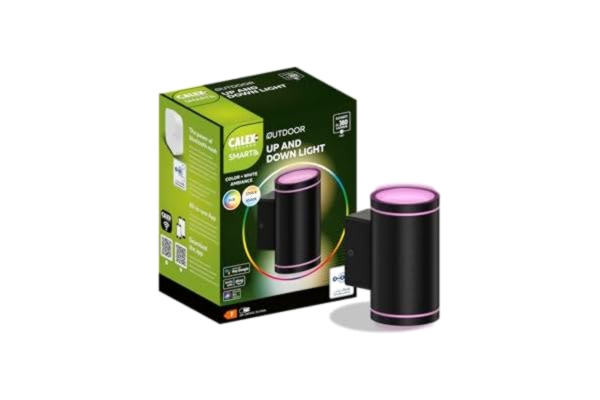 Calex  Smart utomhus LED-utomhu - smart upp och ner vägglampa - RGB och varmt vitt ljus - 4 W - svart