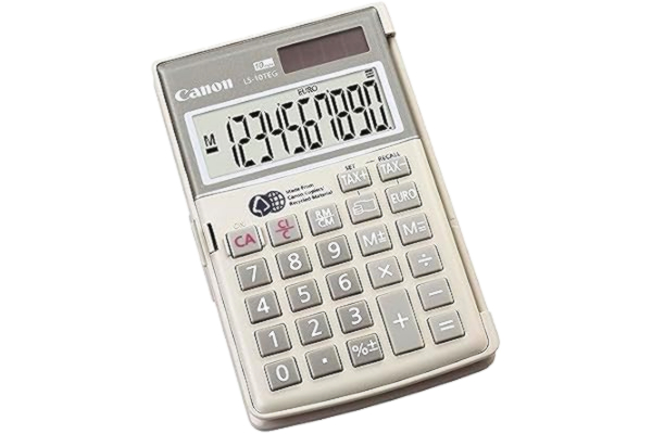 Canon  LS-10TEG 10-siffrig handhållen miniräknare med skatte- och eurovalutafunktioner – vit
