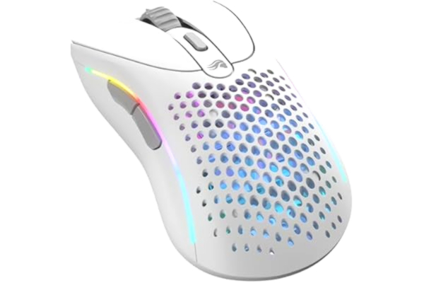 Glorious  Gaming Model D 2 Wireless trådlös gamingmus - ergonomisk, superlätt 66 g, upp till 210 timmars batteritid, optisk 26K-sensor, 6 programmerbara knappar, 80 miljoner klick, fps, moba - vit