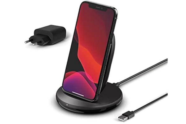 Belkin  BoostCharge trådlöst laddningsställ 15 W (Snabb trådlös Qi-laddare iPhone, Samsung, Pixel och fler) - Svart