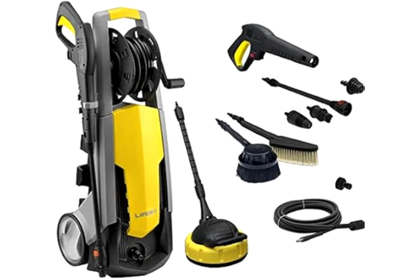 Lavor  Predator 160 Elektrische hogedrukreiniger, koud water, 2500 W, 160 bar, 510 l/u, trolley met ergonomische handgreep, wielen, accessoires, automatische uitschakeling, geel en zwart