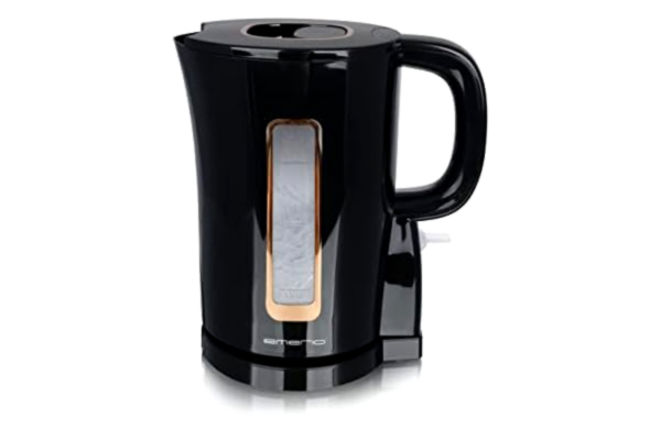 Emerio  WK-125130 vattenkokare, 1,7 liter, 2200 watt, BPA-fri, värmeelement av rostfritt stål, vattennivåindikator, automatisk avstängning, torrkokningsskydd, svart/guld