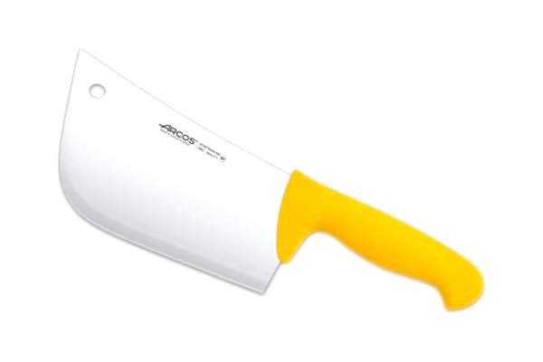 Arcos  Séries 2900 - Couperet Couteau de Boucher - Lame Acier Inoxydable Nitrum 190 mm - Manche Polypropylène Couleur Jaune