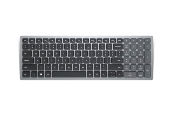 Dell  KB740 – tangentbord – kompakt, flera enheter – trådlöst – 2,4 GHz, Bluetooth 5.0 – AZERTY – franska – titangrå – med 3 års förlängd ersättningstjänst nästa arbetsdag