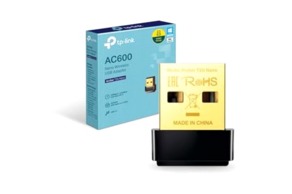 TP-Link  Archer T2U Nano AC600 WLAN USB Adapter (433MBit/s 5GHz, 200MBit/s 2.4GHz 802.11ac/n, stöder Windows 10 / 8.1 / 8/7 / XP, Mac OS 10.9 ~ 10.13) svart / guld