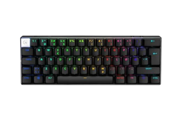 Logitech  G PRO X 60 LIGHTSPEED, trådlöst speltangentbord, ultrakompakt mekaniskt TKL-tangentbord 60 %, LIGHTSYNC RGB, knappar med PBT i dubbla lager, optiska tactile, Windows PC, PAN Nordic - Svart
