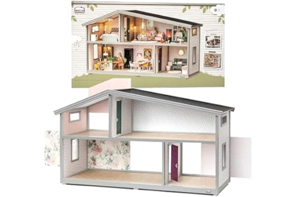 Lundby Dockhus Lundby Småland 4 Rum med Två Våningar för Barn - Dockskåp med Fönster och Färgglada Dörrar Leksaker för Pojkar och Flickor