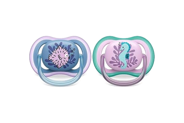 Philips  Avent ultra air-napp – 2 lätta nappar som andas för barn 6–18 månader, BPA-fri med steriliserande bärfodral (modell SCF085/61)