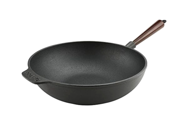 Carl Victor  - Poêle Wok en Fonte 30 cm avec Poignée en Bois, Induction