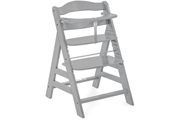 Hauck  Alpha + Wooden Highchair - Evolutive Highchair - Tilt Resistant - Infant Highchair from 6 months up to 90 kg - Gray