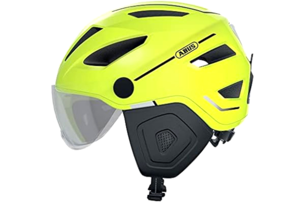 Abus ABUS Pedelec 2.0 ACE Casque Vélo Urbain - Casque E-Bike de Haute Qualité avec Lumière Arrière et Visière pour Circulation en Ville - Unisexe - Jaune, Taille L