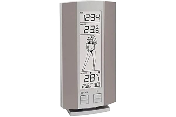 Technoline Stacja pogodowa WS 9750-IT z prognozą sytuacji pogodowej, wyświetlaniem trendów pogodowych oraz temperaturą wewnątrz i na zewnątrz, pogodową dziewczyną, która ubiera się zgodnie z temperaturą
