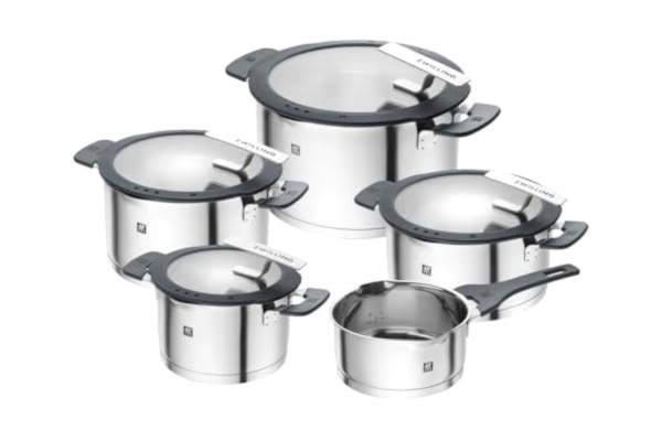Zwilling ZWILLING Simplify Grytset, 5-delar, Med integrerad sil i locket, Induktionsförberedd, Silver-Svart