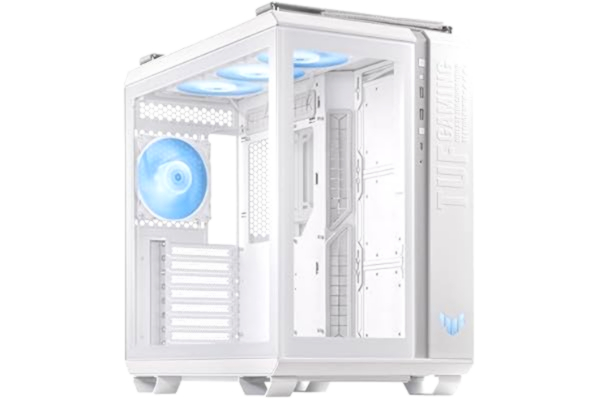 Asus ASUS TUF Gaming GT502 Plus White - ATX-gamingchassi (dubbelkammare, oberoende kylzoner för CPU och GPU verktygsfria sidopaneler, USB 3.2 Gen 2 typ-C på framsidan)