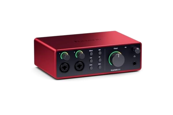 Focusrite  Scarlett 4i4 4:e gen USB-ljudkort för musiker, låtskrivare, gitarrister, innehållsskapare — Hi-fi-inspelning med studiokvalitet och all mjukvara du behöver för att spela in