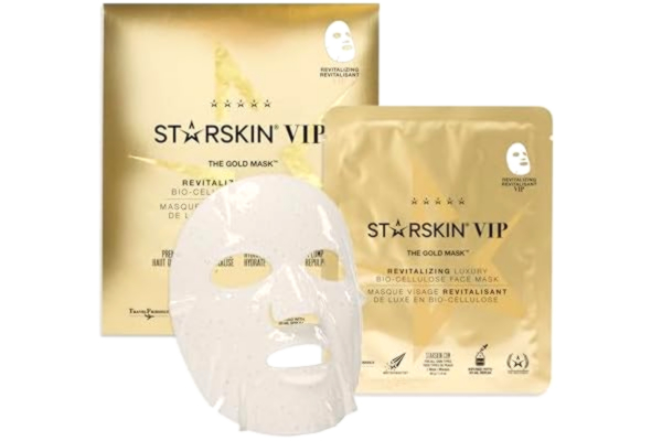 Starskin STARSKIN VIP Guldmask, Bio-Cellulosa Ansiktsmask med Kokosnötsvatten, 40g, Återfuktande och Uppstramande, För Alla Hudtyper
